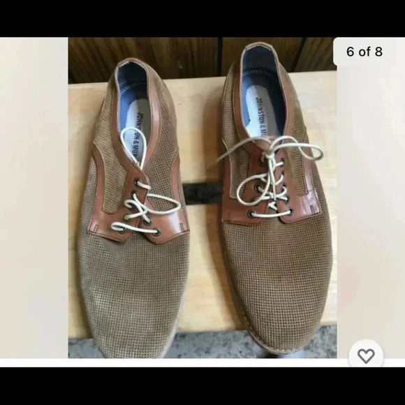 Men JOHNSTON & MURPHY Brown Sheepskin Perforated Lace Oxford Shoes Sz 10 main image 5